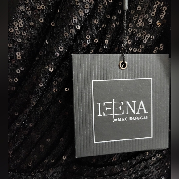 NWT Ieena for Mac Duggal Black Sequined Long Sleeve Gown 12 - Picture 5 of 7